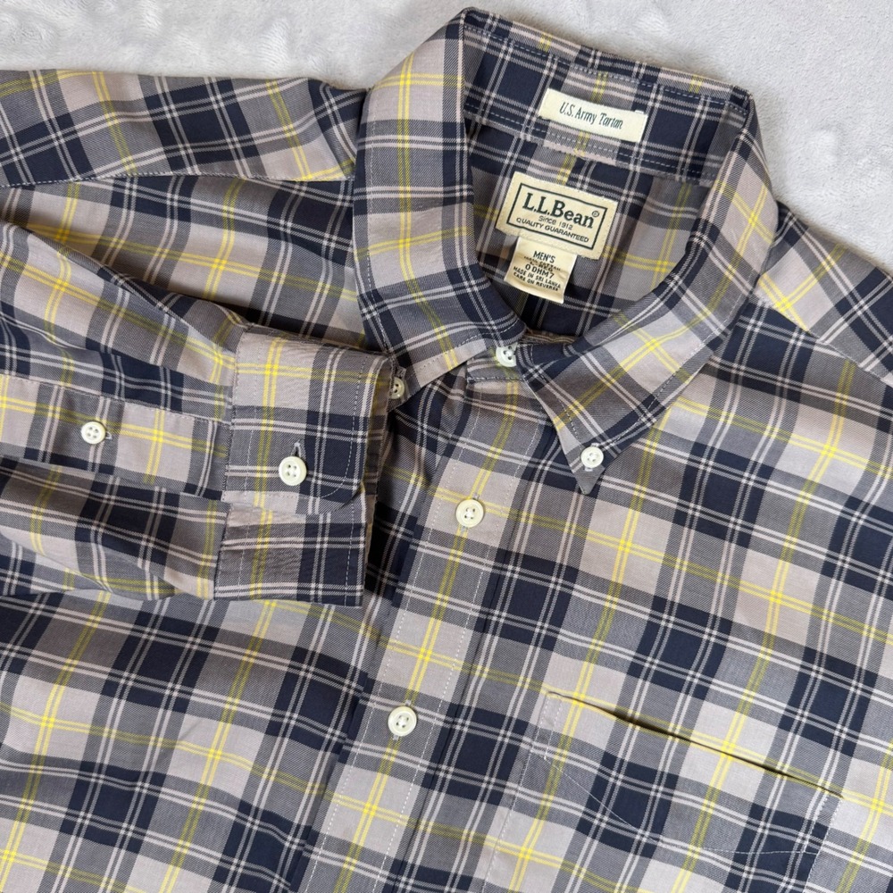 L.L.Bean U.S. Army Tartan Plaid Button Down Shirt Mens L REG Long Sleeve Casual